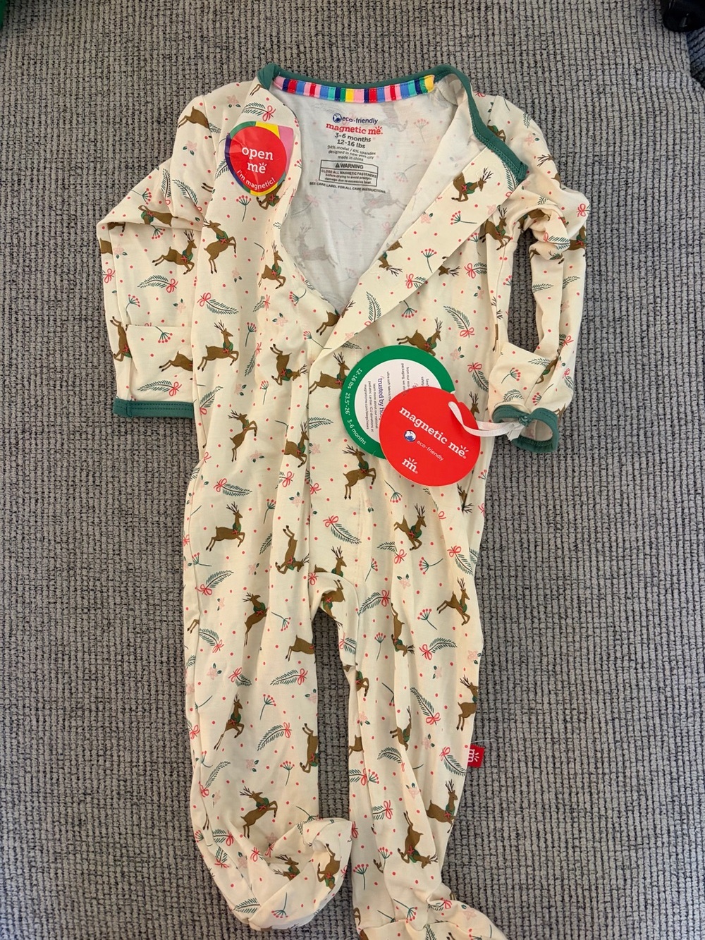 Magnetic Me 3-6m Modal Footie- Reindeer Christmas